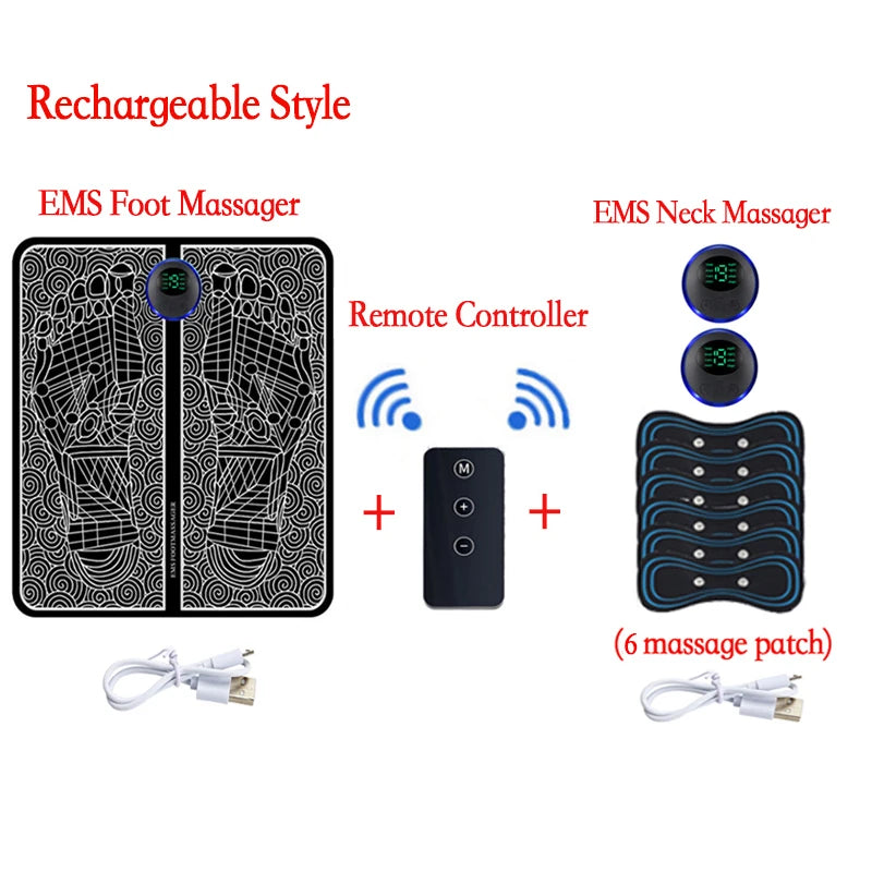 Electric Foot Massager Pad EMS Muscle Stimulator Foot Massage Mat Pain Relief Relaxation Portable Foot Therapy Device