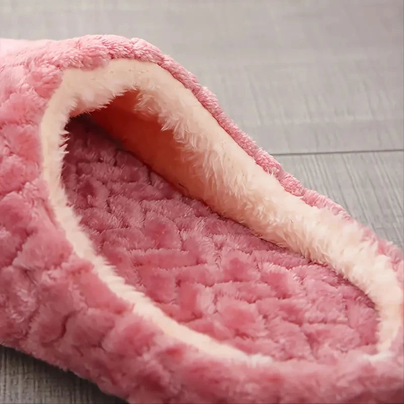 Fluffy Home Slippers Warm Plush Indoor Shoes Non Slip Cozy Winter Slippers Women Men