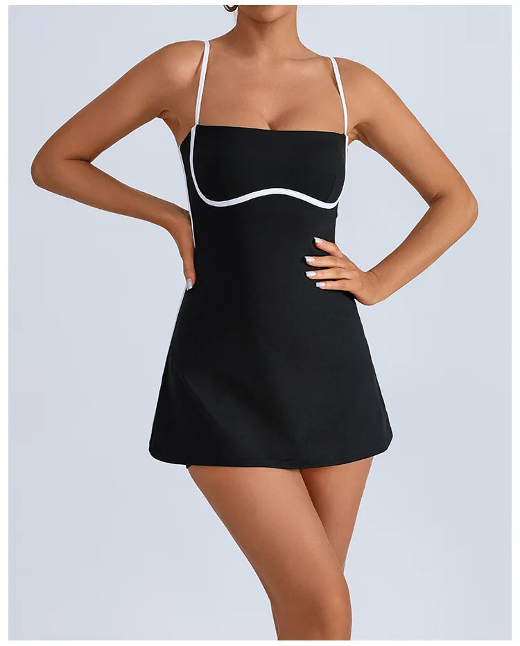 Women Tennis Golf Dress with Built in Shorts Sports Set Yoga Workout Active Skort Dress