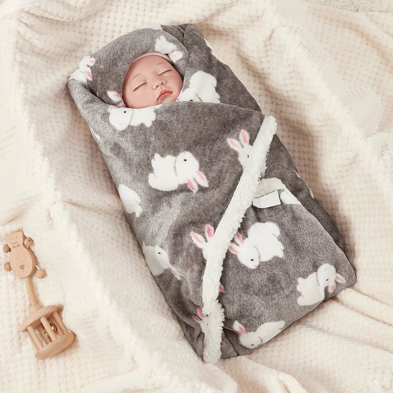 Baby Winter Fleece Blanket Soft Warm Swaddle Quilt for Newborn Stroller Wrap
