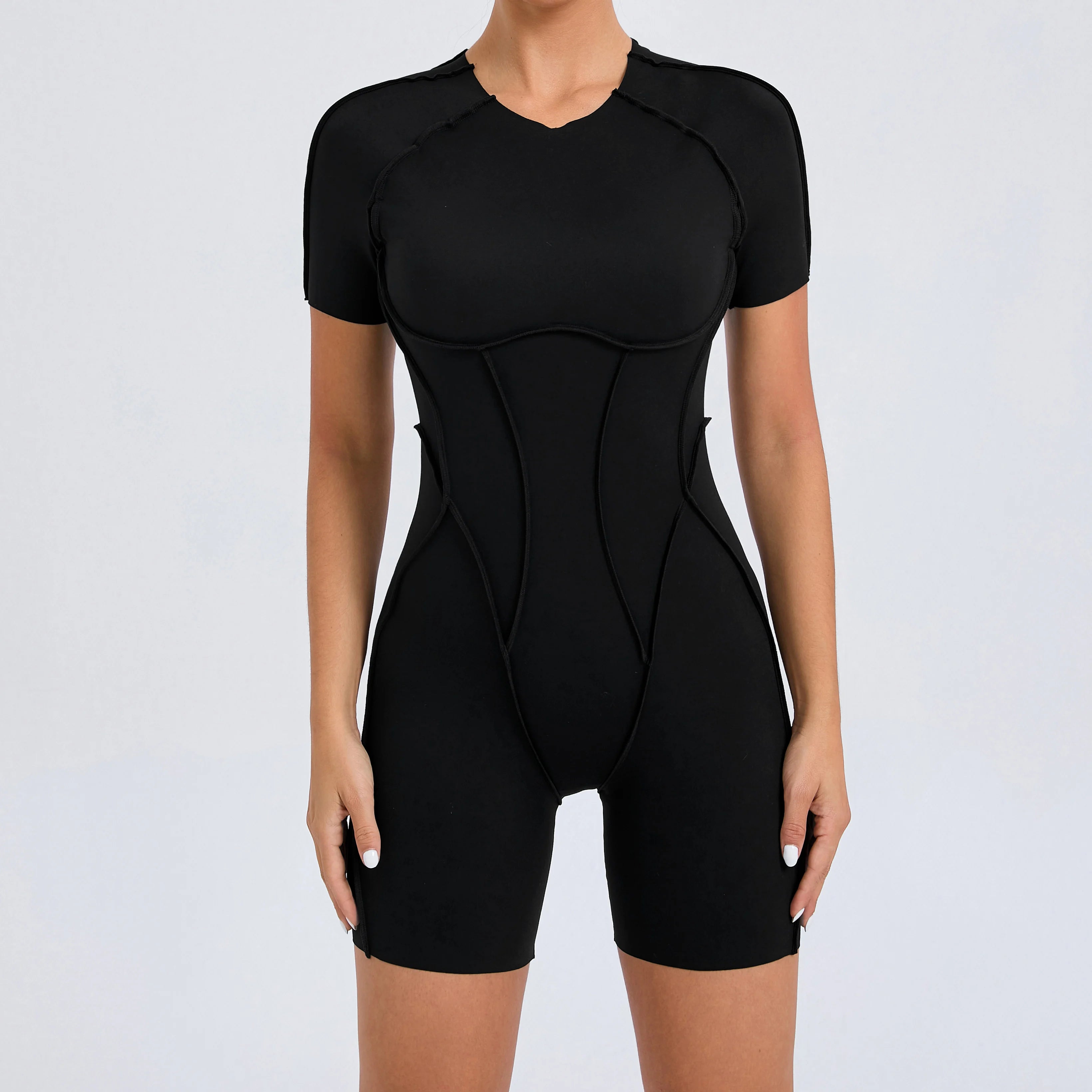 Women Backless Gym Jumpsuit Scrunch Yoga Sports Romper Fitness Outfit