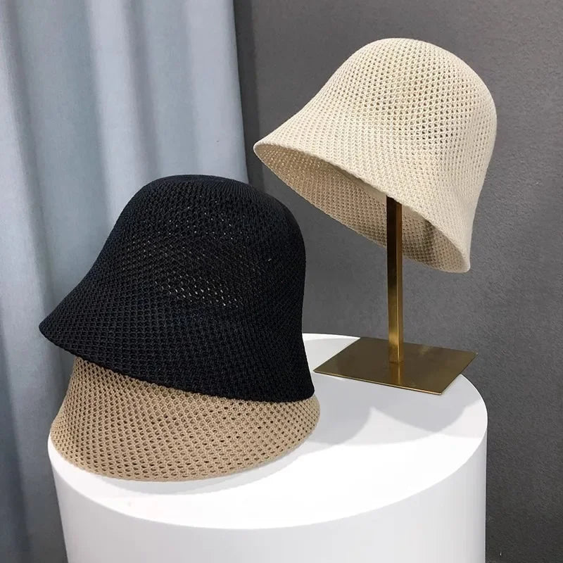 Women Hollow Bucket Hat Breathable Summer Beach Fisherman Cap
