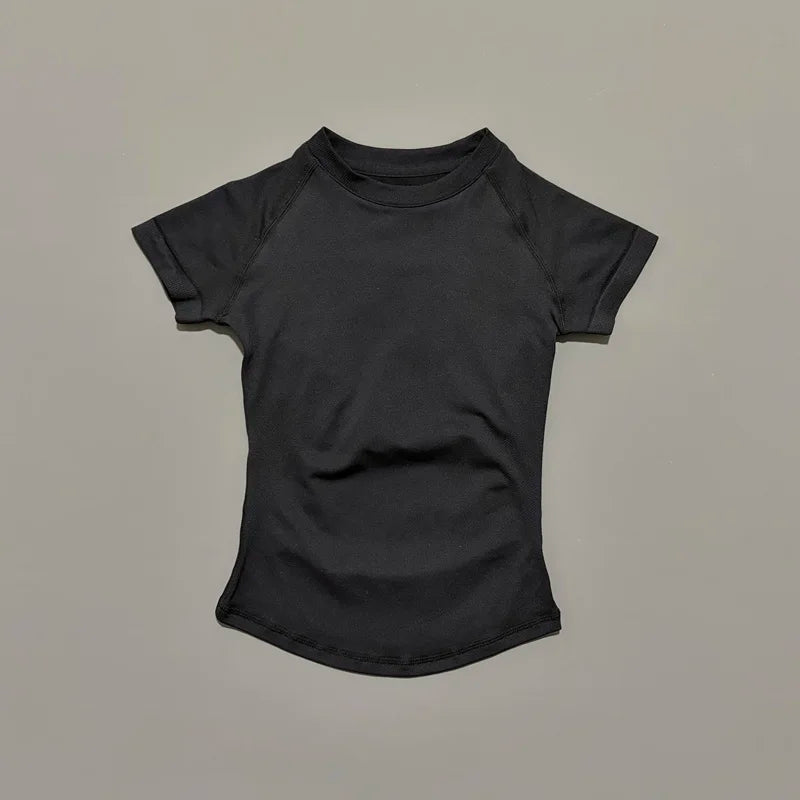 Women Seamless Sports Top Short Sleeve Yoga Gym Running Slim Fit Active Tee