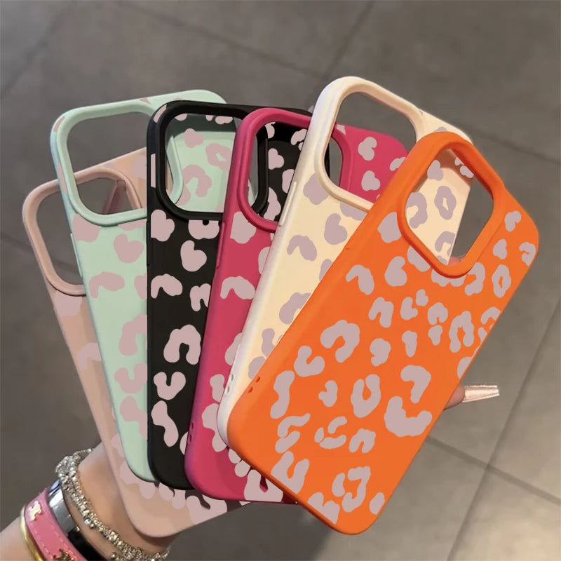 Pink Leopard Lichee Pattern Silicone iPhone Case