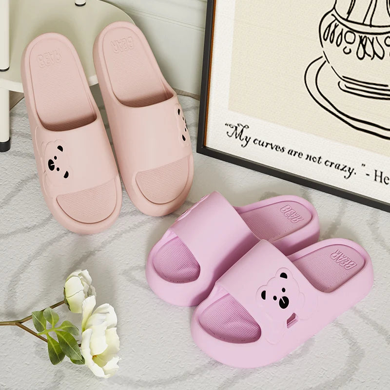 Women Cartoon Bear EVA Slippers Soft Non Slip Indoor Slides