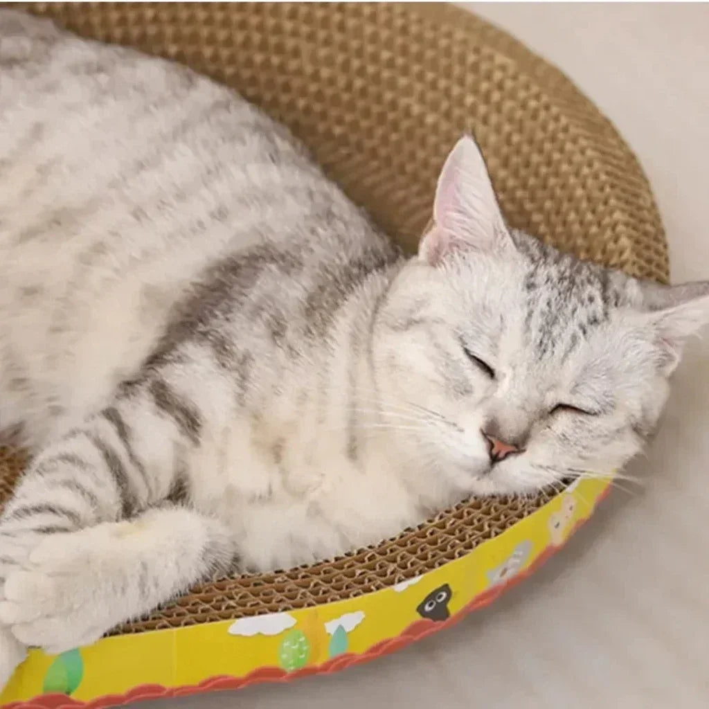 Oval Cat Scratching Board Corrugated Cardboard Cat Scratcher