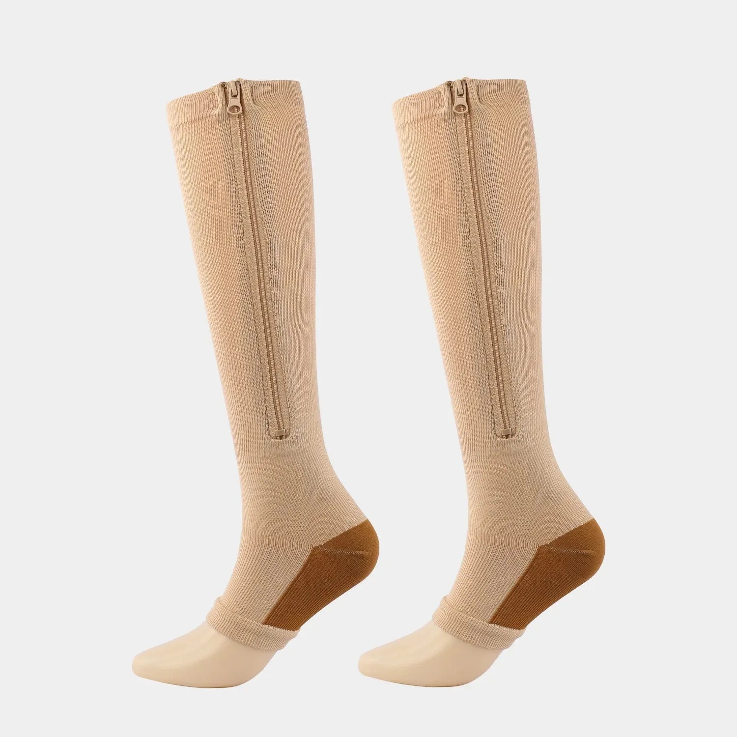 Zipper Compression Socks 15–20 mmHg Open Toe Medical Support Socks Men Women Circulation Relief
