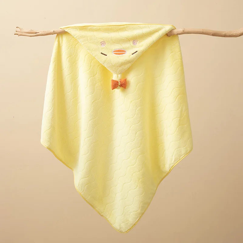 Baby Hooded Bathrobe Towel Blanket Coral Fleece Toddler Swaddle Kids Bath Wrap