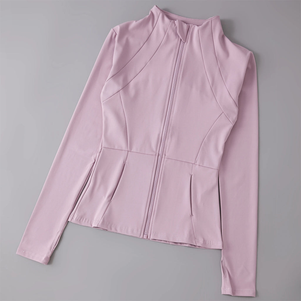 Women Slim Fit Yoga Jacket Zip Up Workout Activewear Long Sleeve Gym Top