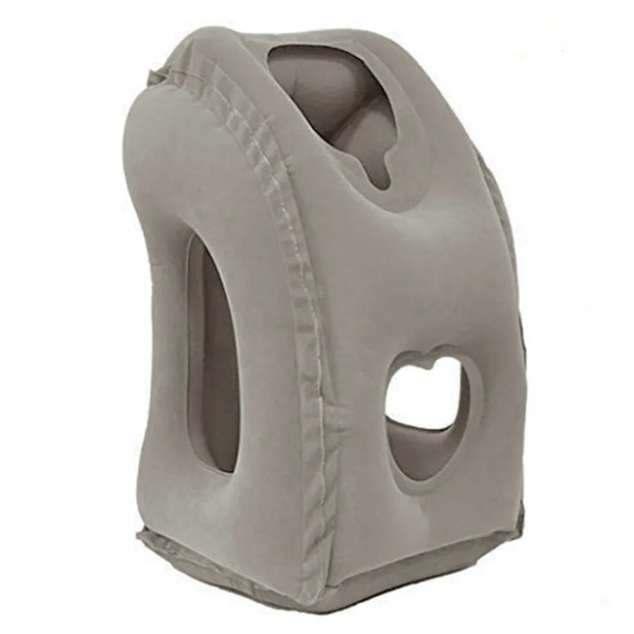 Inflatable Travel Pillow Airplane Neck Head Support with Patented Valve