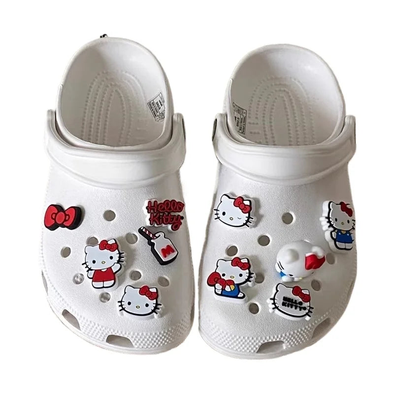 Hello Kitty Bow Sandal Charms 10pcs Cute PVC Shoe Accessories