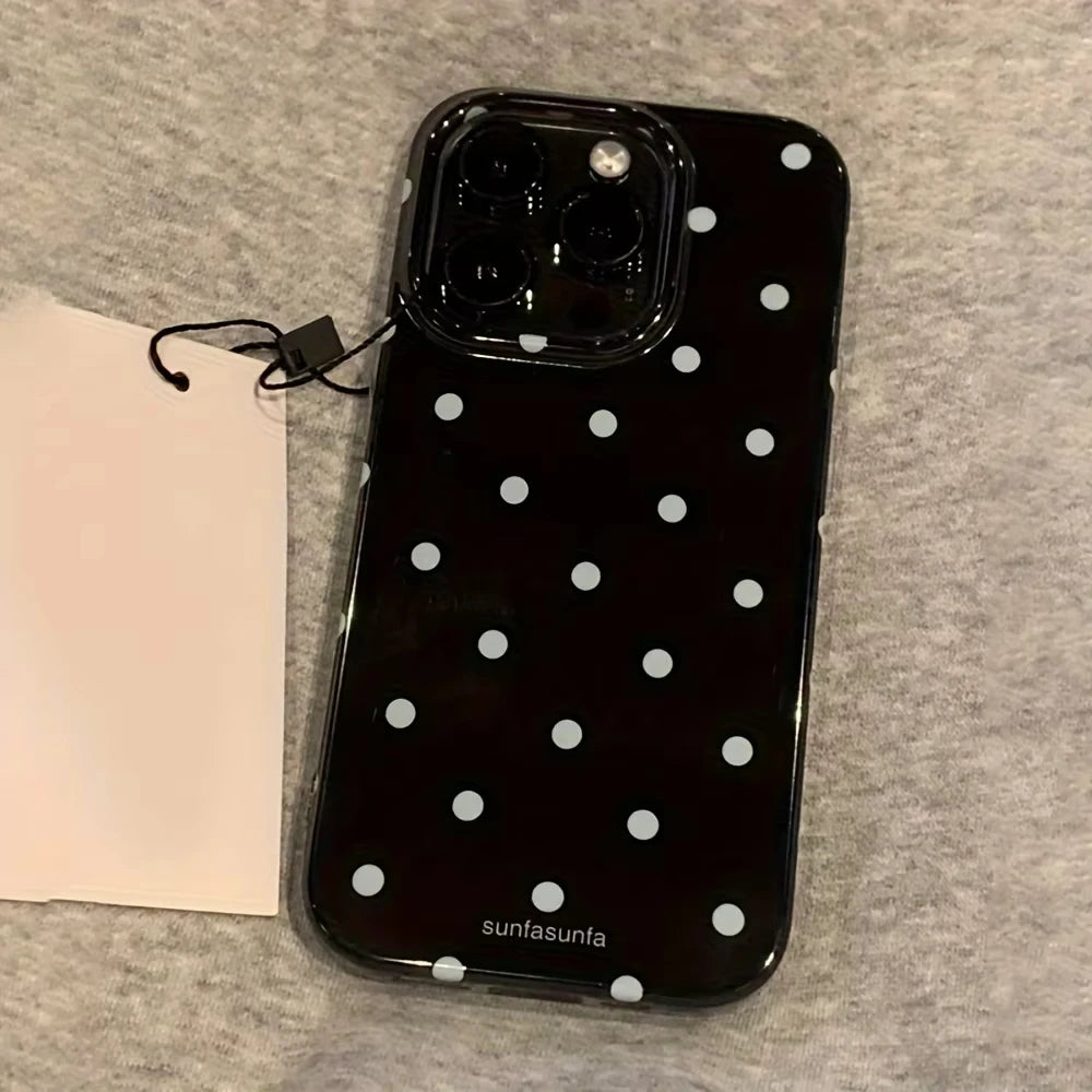 Minimalist Black White Polka Dot Silicone iPhone Case