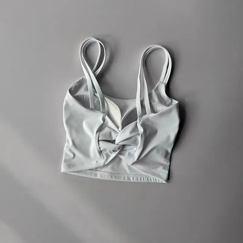 Women Sports Bra Push Up Padded Yoga Fitness Vest Back Knot Gym Top