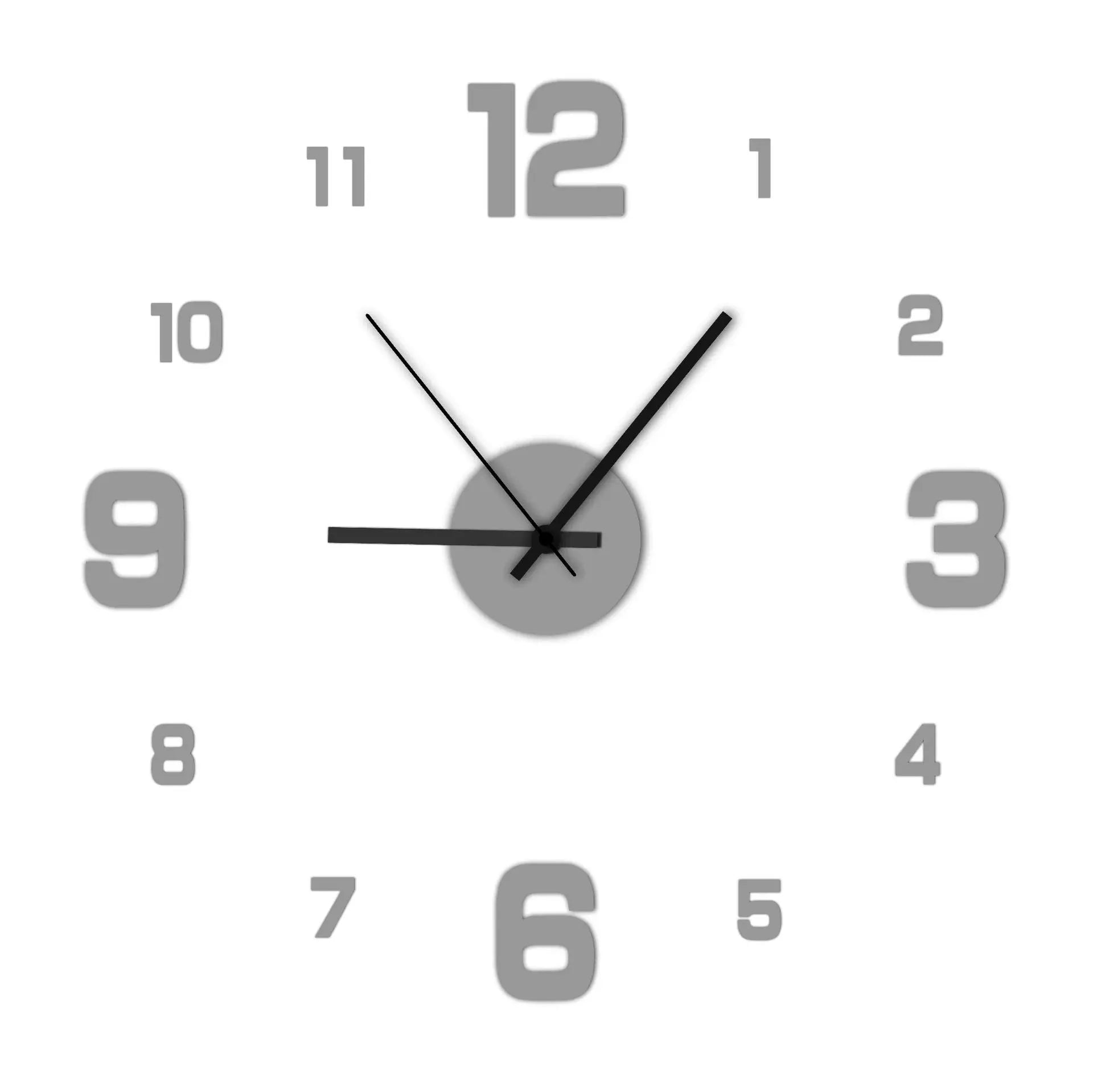 DIY Frameless Wall Clock Large 3D Wall Sticker Modern Home Decor Silent Clock