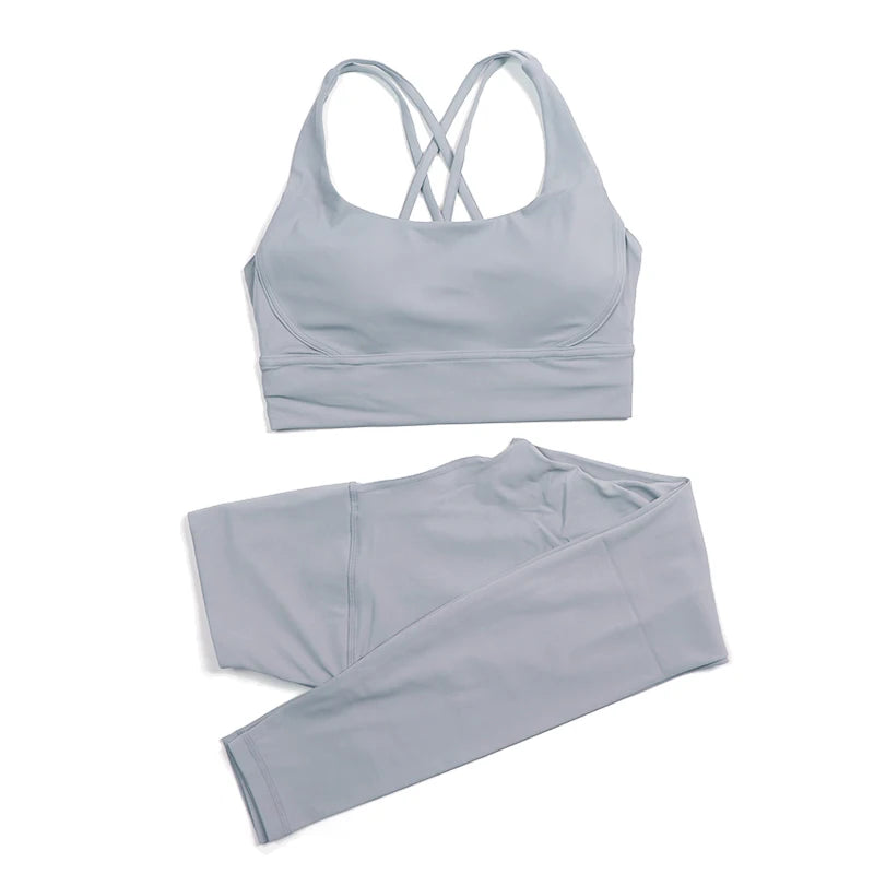 Women Seamless Gym Set Sports Bra & Leggings Fitness Yoga Workout Outfit