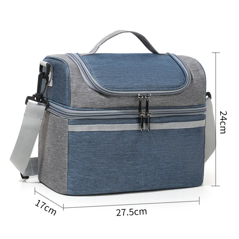 Corduroy Thermal Insulated Lunch Bag Multifunctional Storage Handbag Picnic Cooler Bag