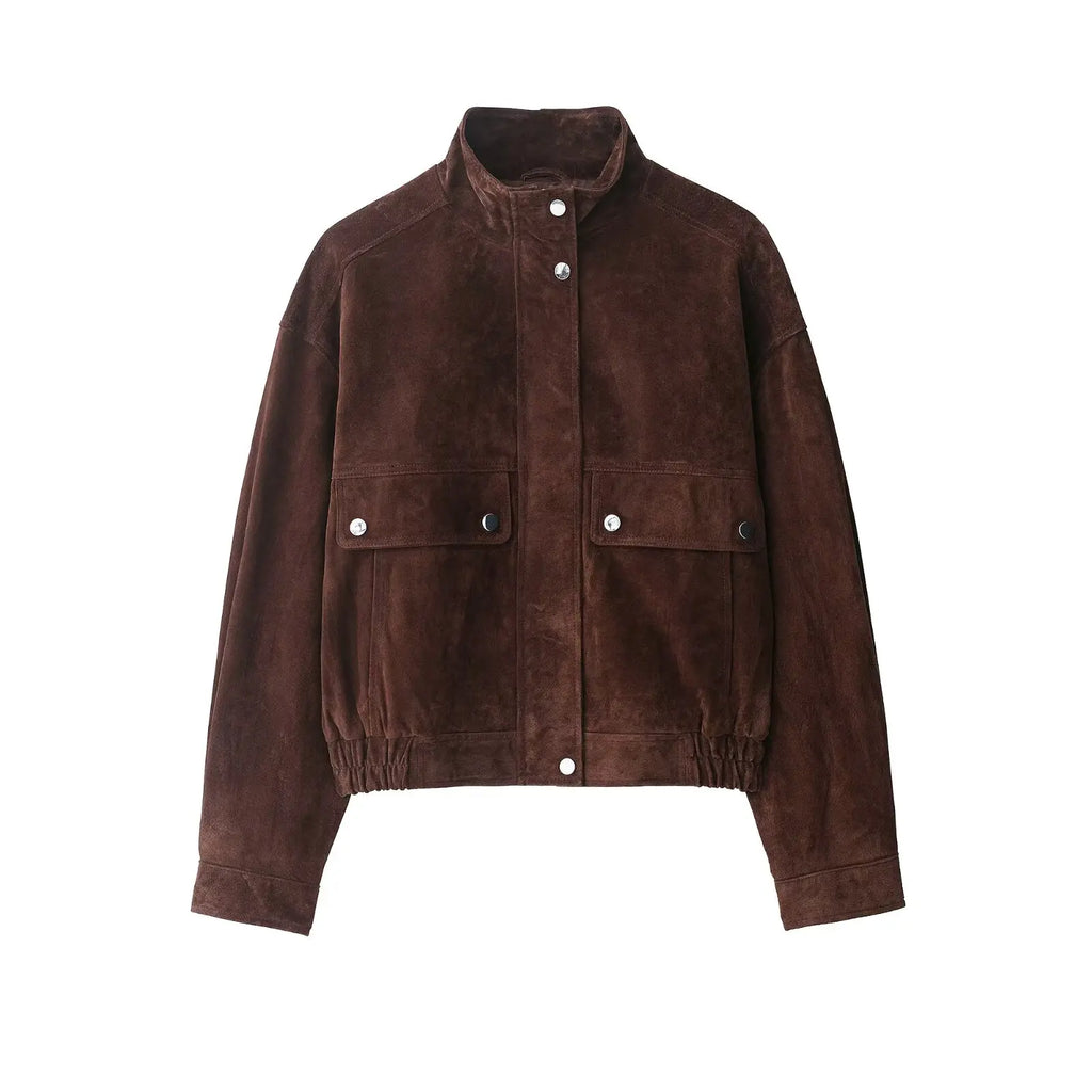 Women Loose Fit Autumn Jacket Big Pocket Warm Street Chic Fashion Coat
