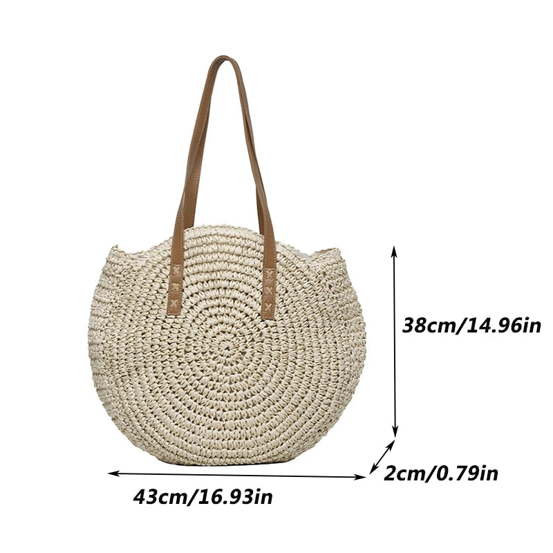Summer Straw Beach Shoulder Bag Large Capacity Woven Tote for Women