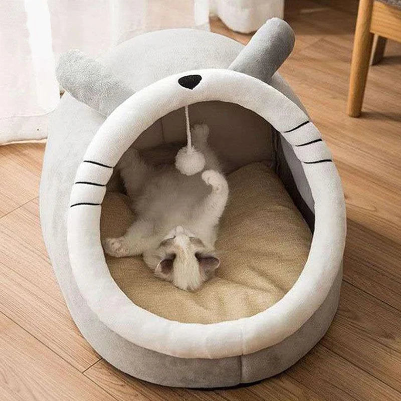 Cartoon Cat Pet Bed Foldable Washable Sleeping Cave for Small Dogs and Cats