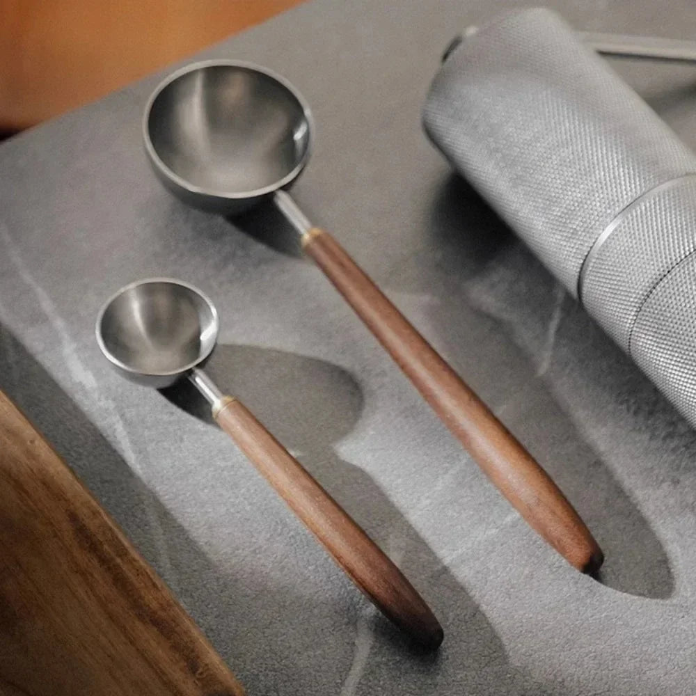 Stainless Steel Coffee Scoop 25ml Wooden Handle Measuring Spoon Long Handle