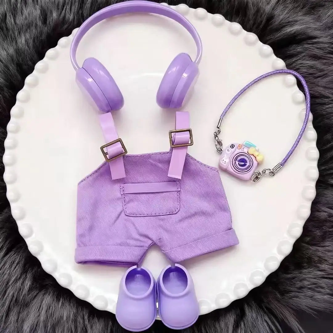 Labubu Doll Clothing Set with Headphones Pants and Accessories