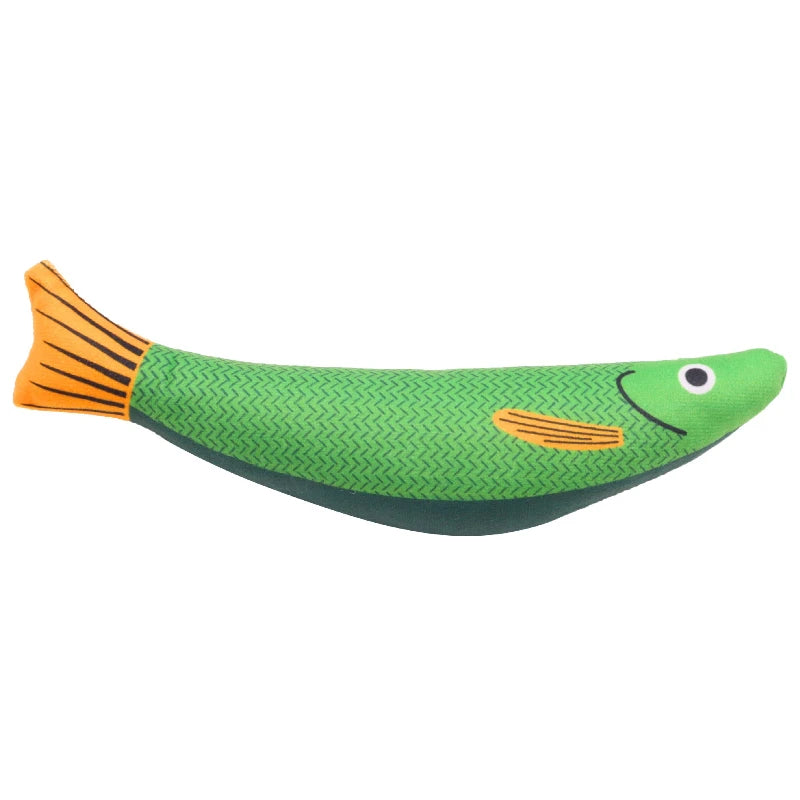 Catnip Fish Plush Cat Chew Toy Squeaky Bite Resistant