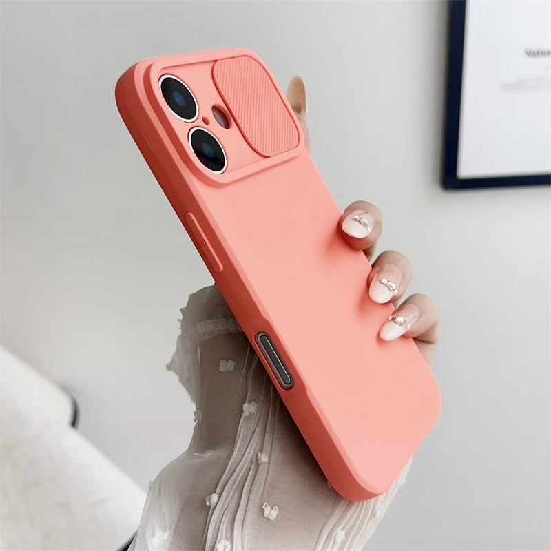 Slide Camera Lens Protection Silicone Shockproof Bumper iPhone Case