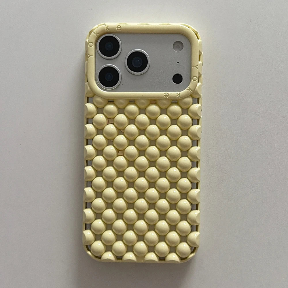 Electroplated Orange 3D Pearl Silicone iPhone Case