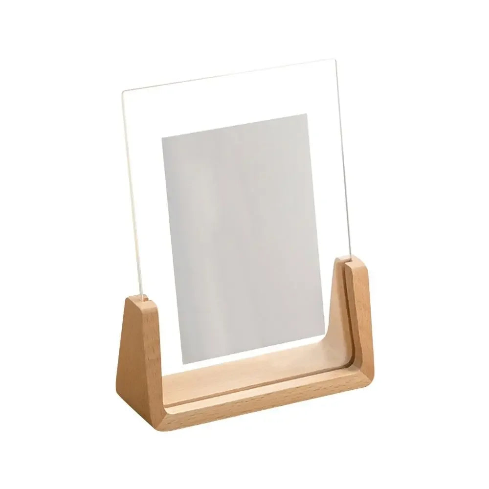Acrylic U Shape Photo Frame Wooden Base Desktop Frame for Wedding Office Decor