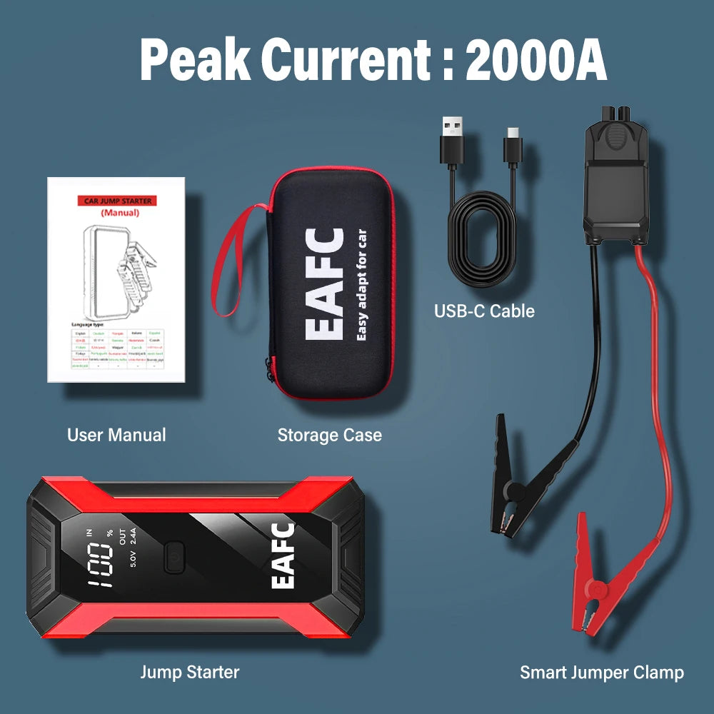 Portable Car Jump Starter 600A 12V – Emergency Battery Booster Power Bank for Petrol & Diesel Cars
