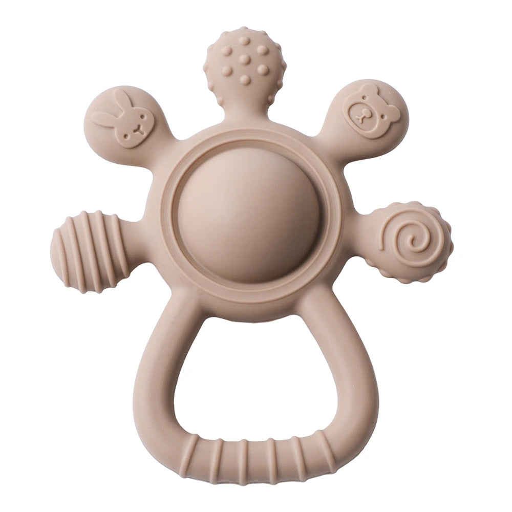 BPA Free Silicone Baby Teether Rattle Toy 0 12 Months