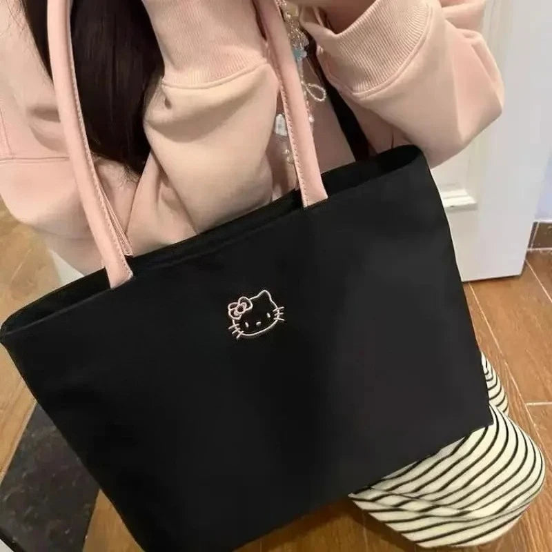 Hello Kitty Embroidered Tote Bag Large Capacity Shoulder Bag