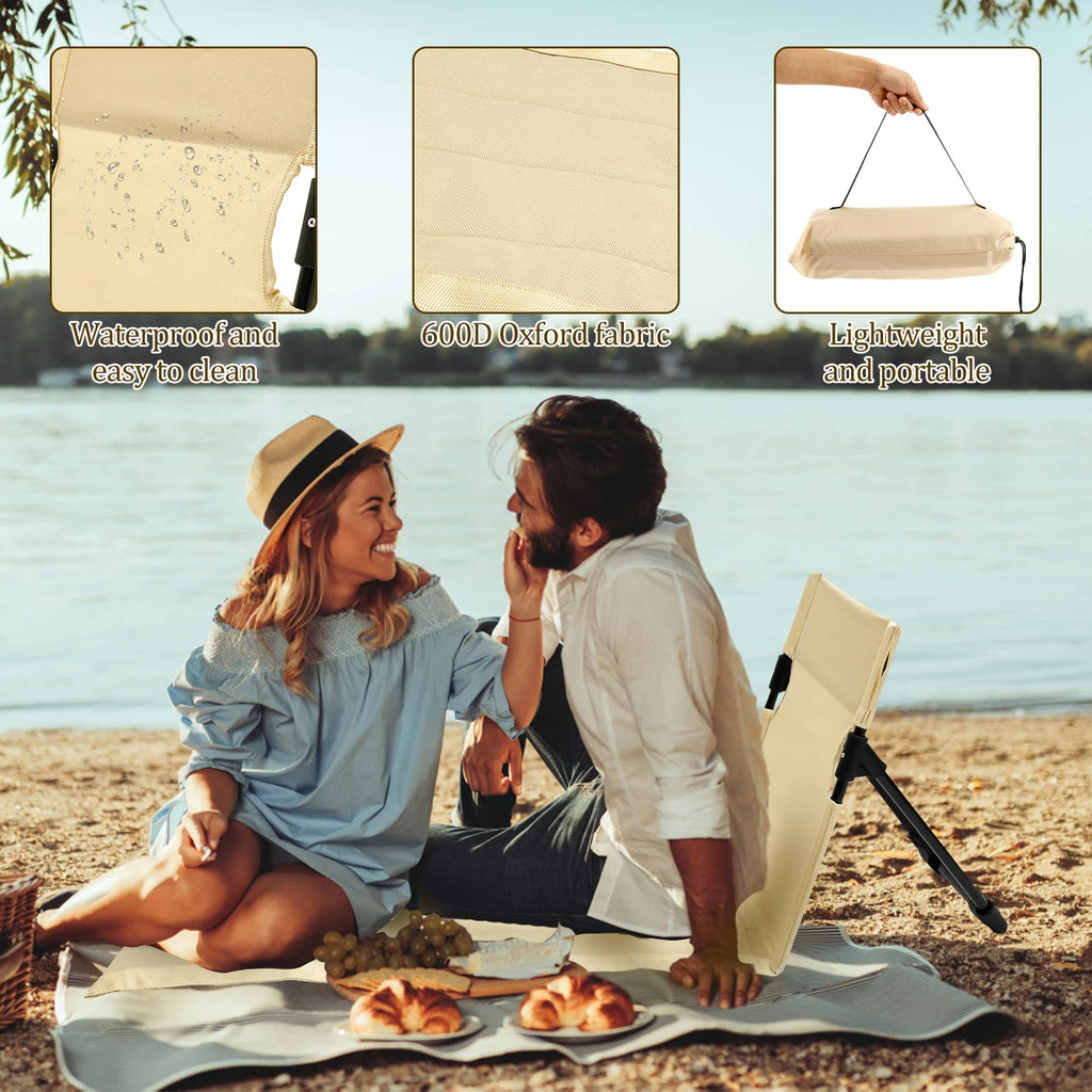 Foldable Camping Floor Chair Oxford Cloth Backrest Cushion