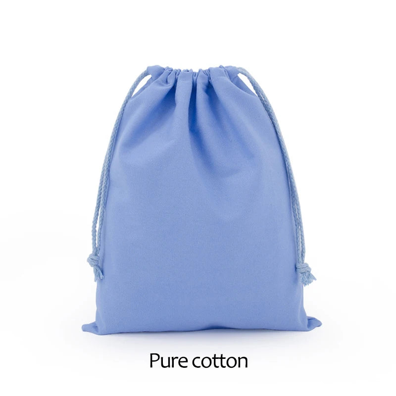 Cotton Drawstring Storage Bag Reusable Canvas Gift Pouch Dustproof Organizer