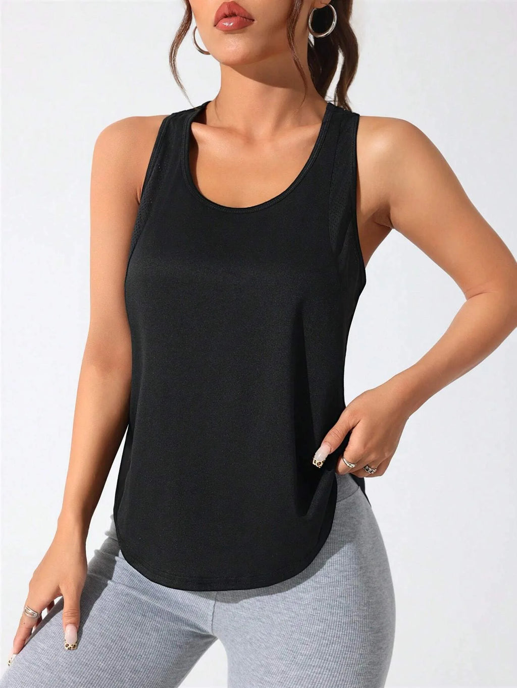 Women Quick Dry Gym Tank Top Breathable Mesh Workout Yoga Vest Sleeveless Fitness Shirt