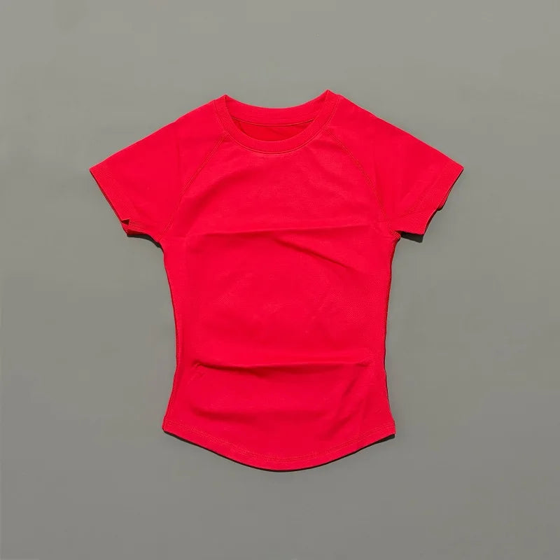Women Seamless Sports Top Short Sleeve Yoga Gym Running Slim Fit Active Tee