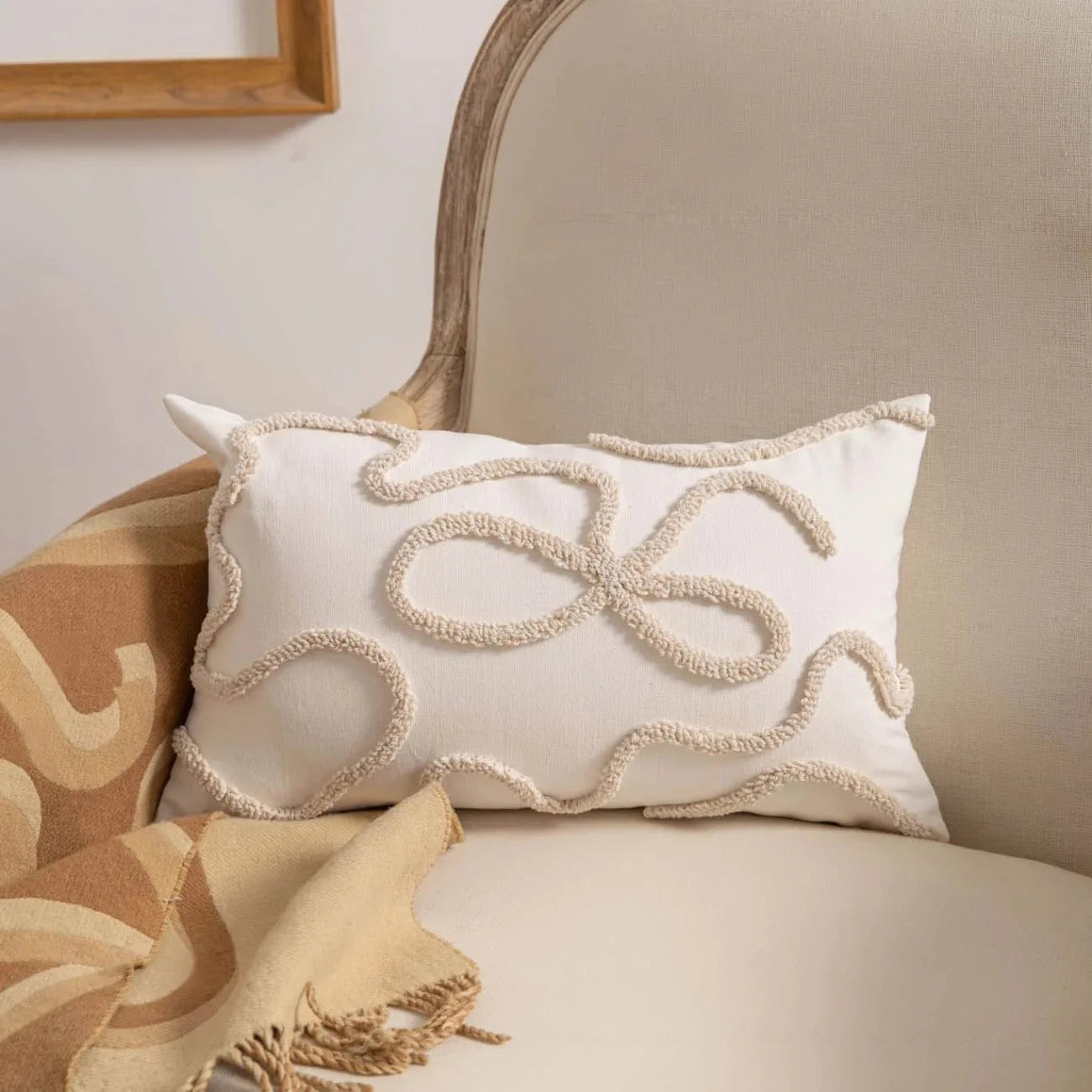 45x45 Boho Chenille Throw Pillow Cover Soft Geometric Cushion Case for Sofa Living Room