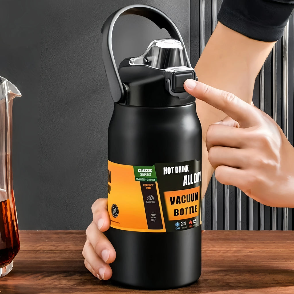 Stainless Steel Vacuum Insulated Water Bottle 800ml 1000ml 1500ml Leakproof Thermal Flask with Straw