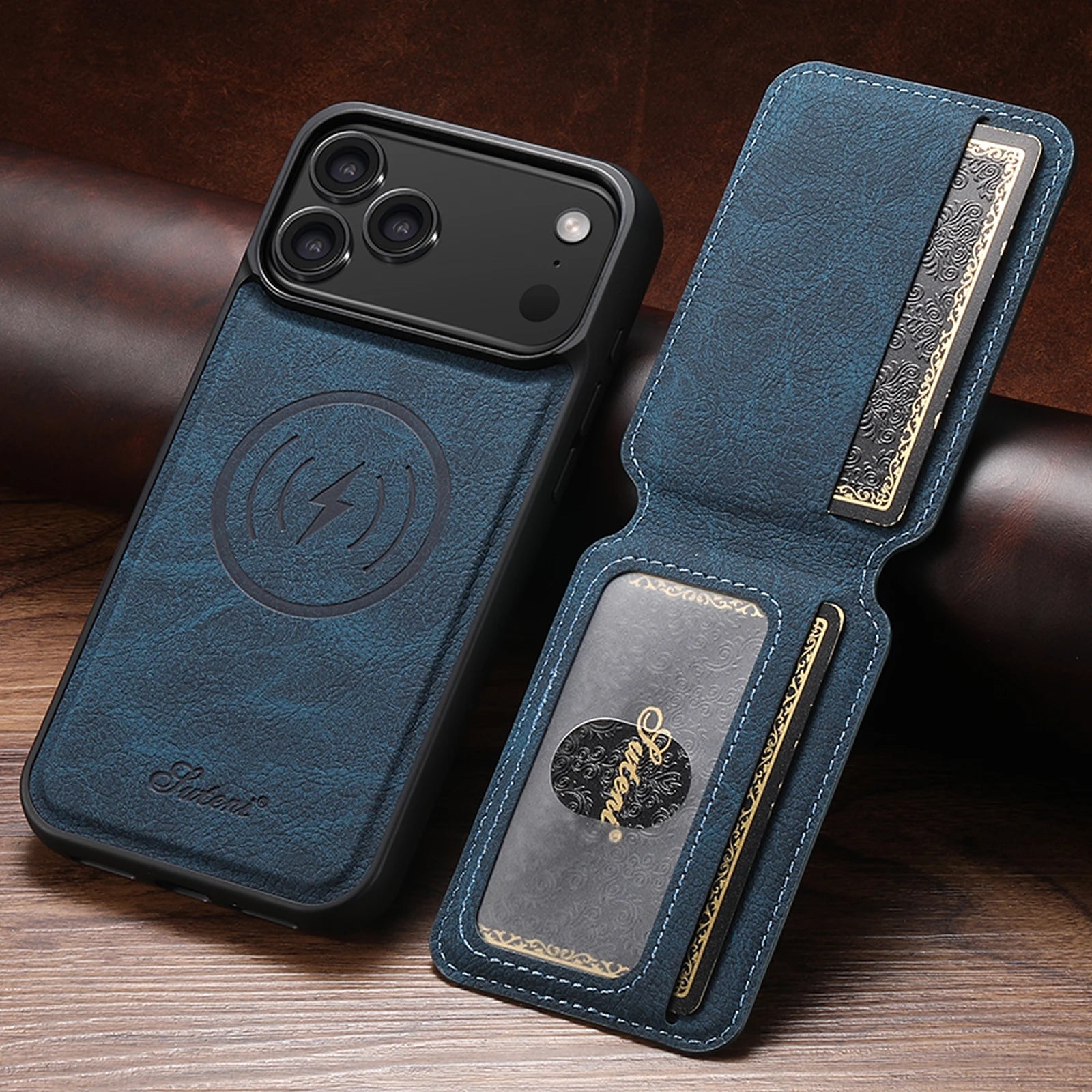 Magnetic with Card Holder Stand Faux Leather iPhone Case