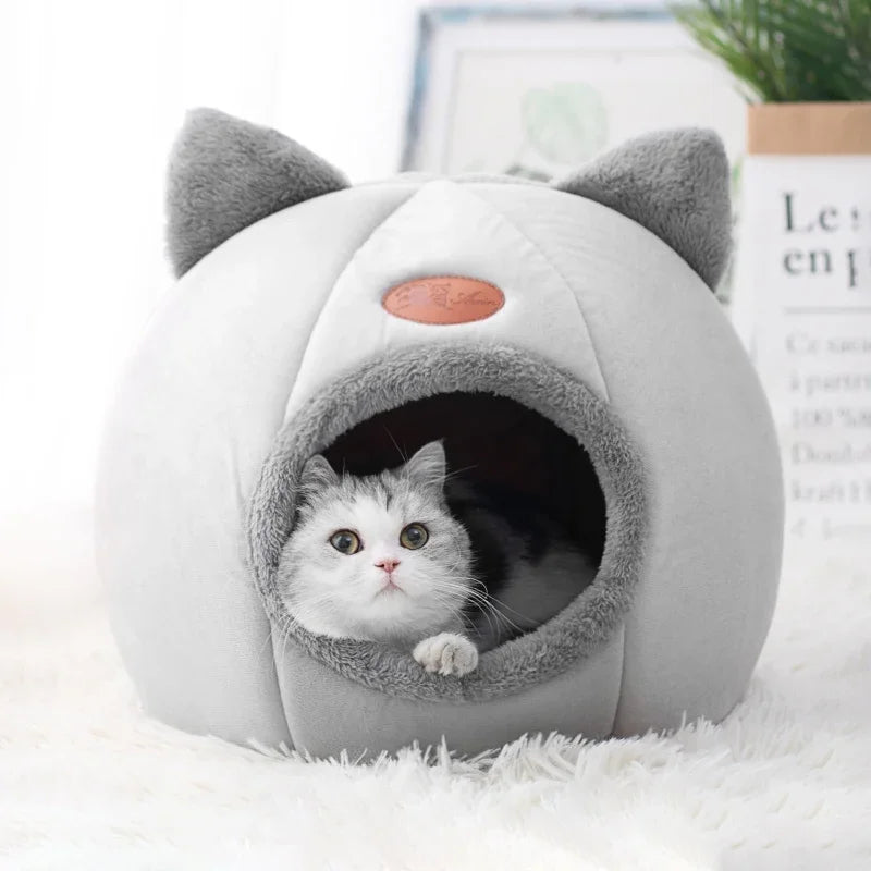 Cozy Winter Cat Bed Cave for Cats and Small Dogs
