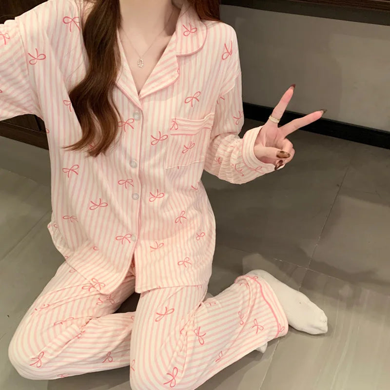 Women Love Print Pajama Set Soft Lounge Sleepwear