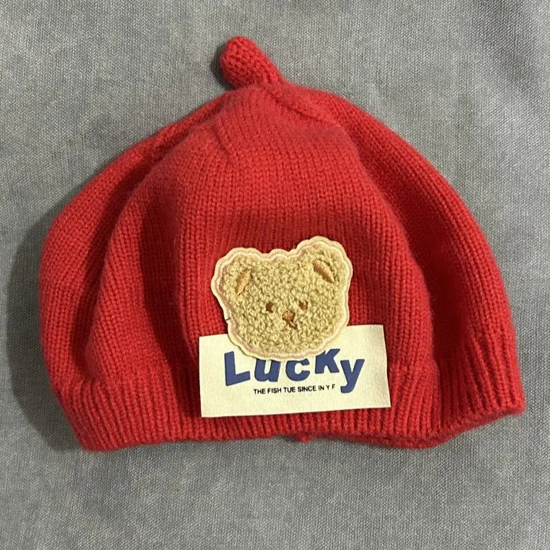 Baby Girl Flower Beret Warm Knit Beanie Hat