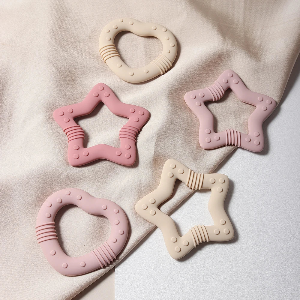 Food Grade Silicone Baby Teether Star Heart Teething Toy