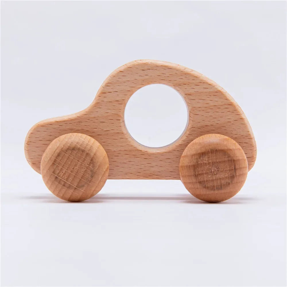 Wooden Dinosaur Baby Car Teether Montessori Toy