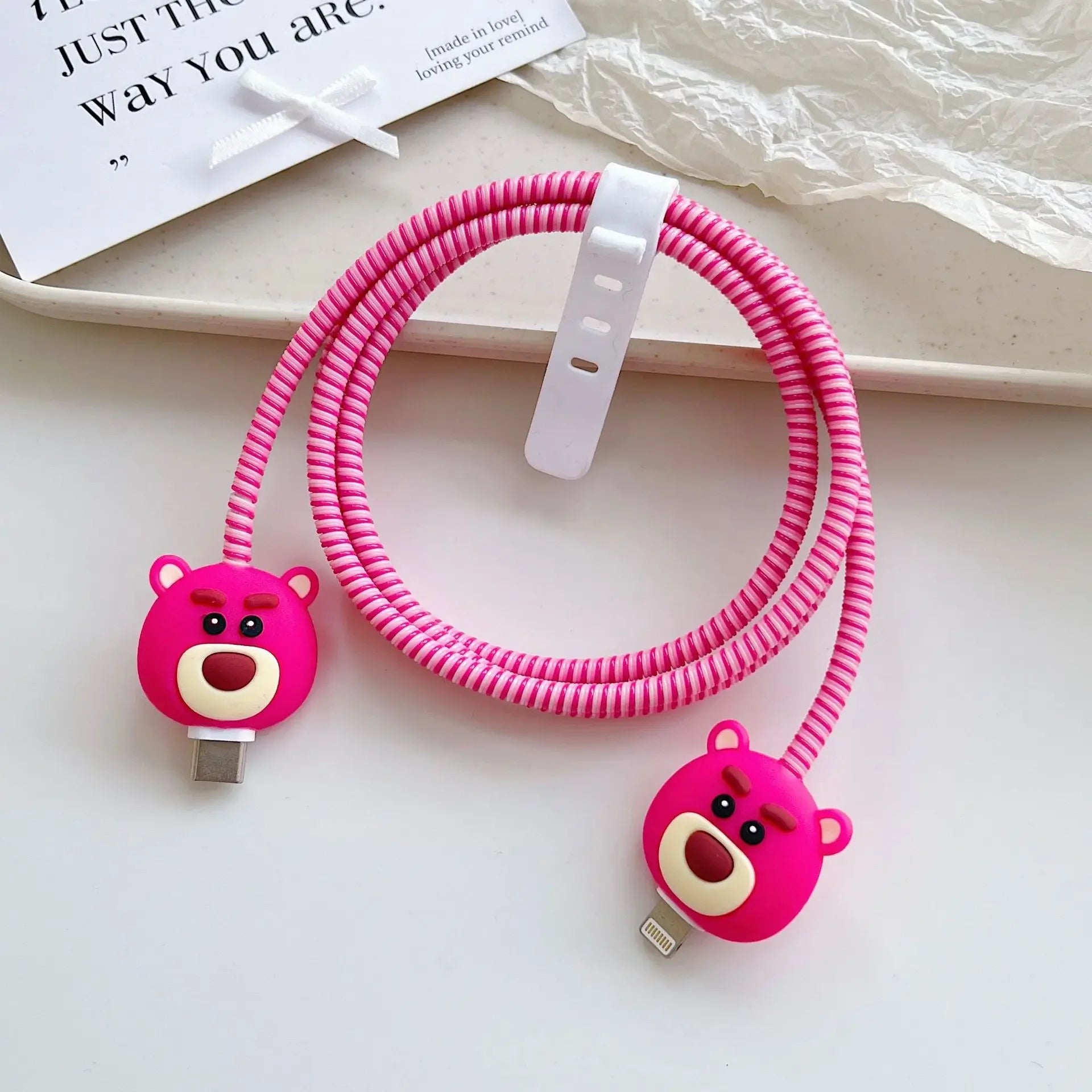 Cartoon Charger Cable Protector Stitch Data Line Winder Protective Cover