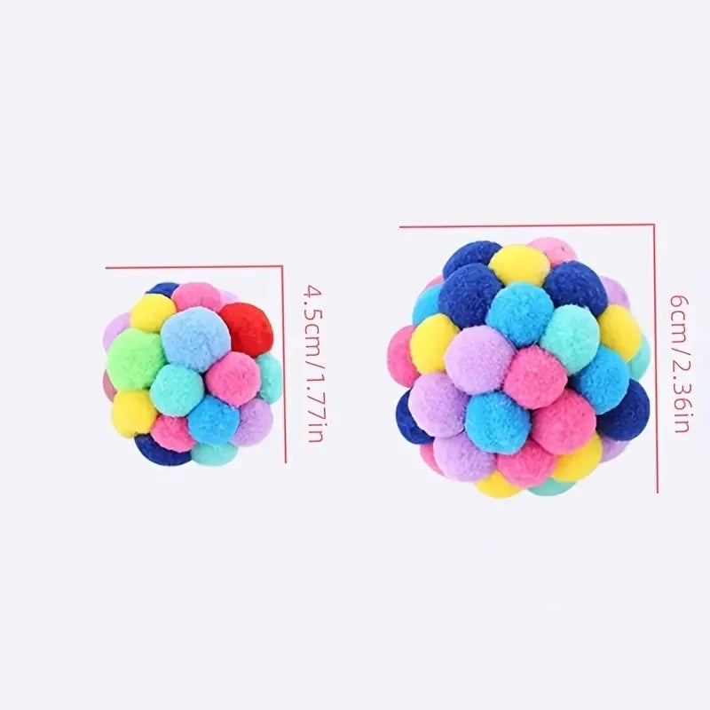 Cat Plush Ball Toy Elastic Bell Ball Colorful Wool Interactive Cat Toy