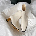 Women Ankle Boots Square Toe Thick Heel Warm Cotton Winter Short Booties