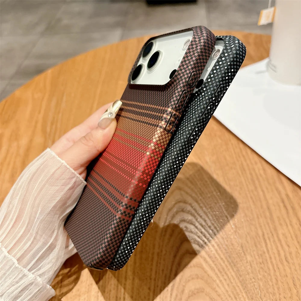 Colorful Carbon Fibre Magnetic Wireless Charge iPhone Case