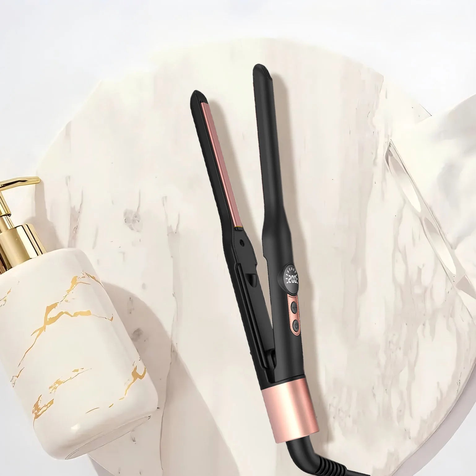 Mini Flat Iron Hair Straightener 1/3 Inch Pencil Travel Portable 2-in-1 Curler Straightener