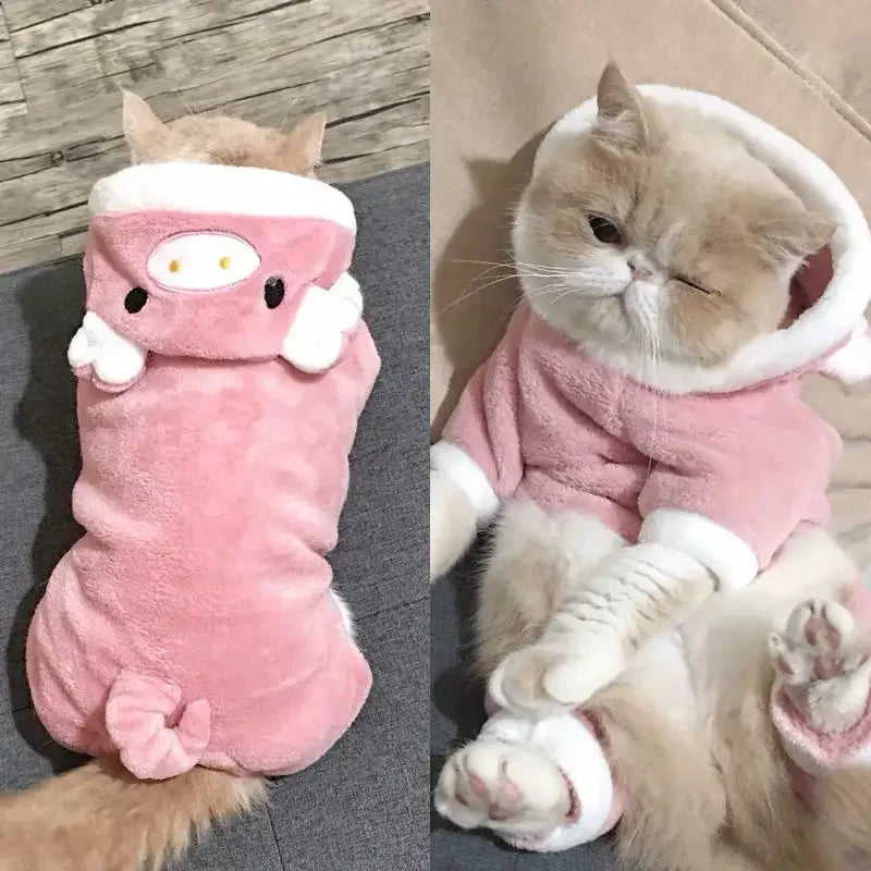Soft Warm Fleece Dog Jumpsuit Hoodie Pet Clothes Small Dogs Cats Costume Coat